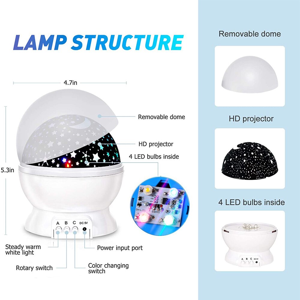 Starry Night Projector - Rotating Galaxy Lamp