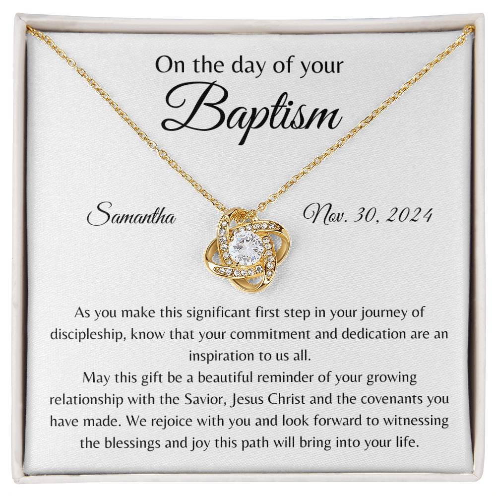 Personalized Baptism Keepsake Necklace - Love Knot