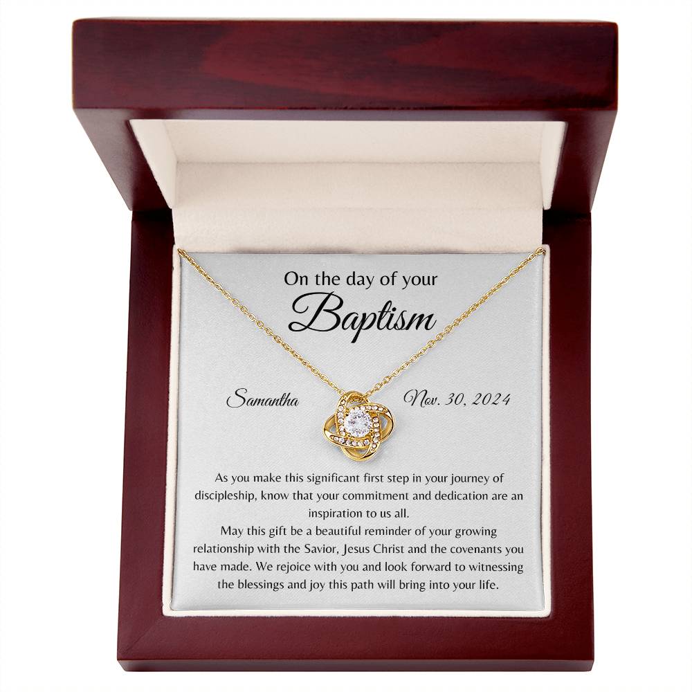 Personalized Baptism Keepsake Necklace - Love Knot