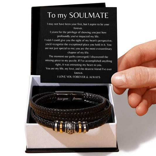 Soulmate Forever & Always - Men's Bracelet in Mahogany Box for Husband Boyfriend Partner