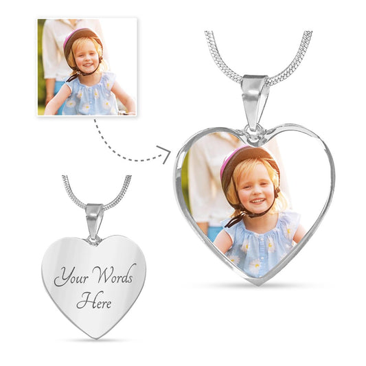 Unique Photo Heart Necklace with Personalized Engraving